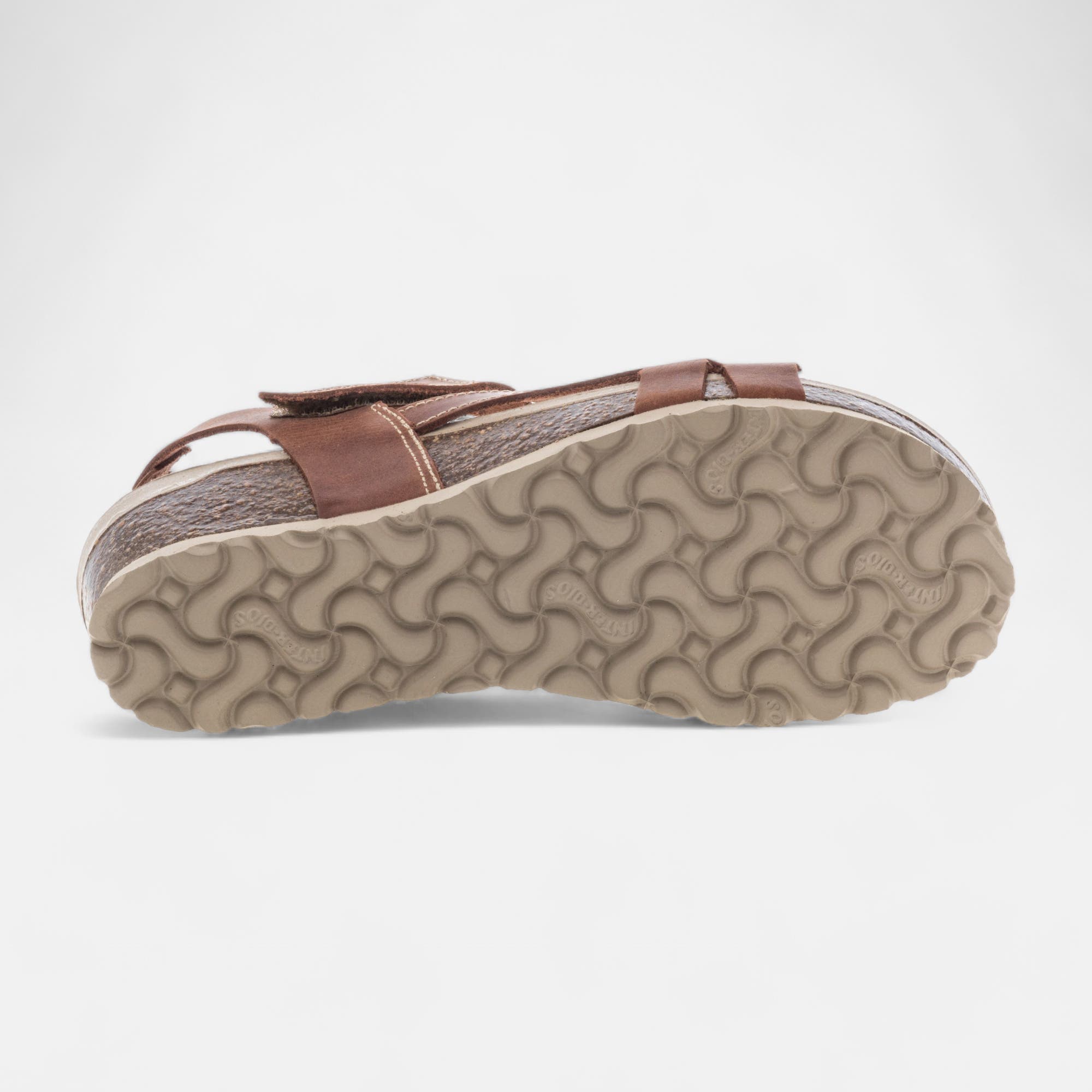 Mules semelle liège à talon compensé Femme en cuir marron