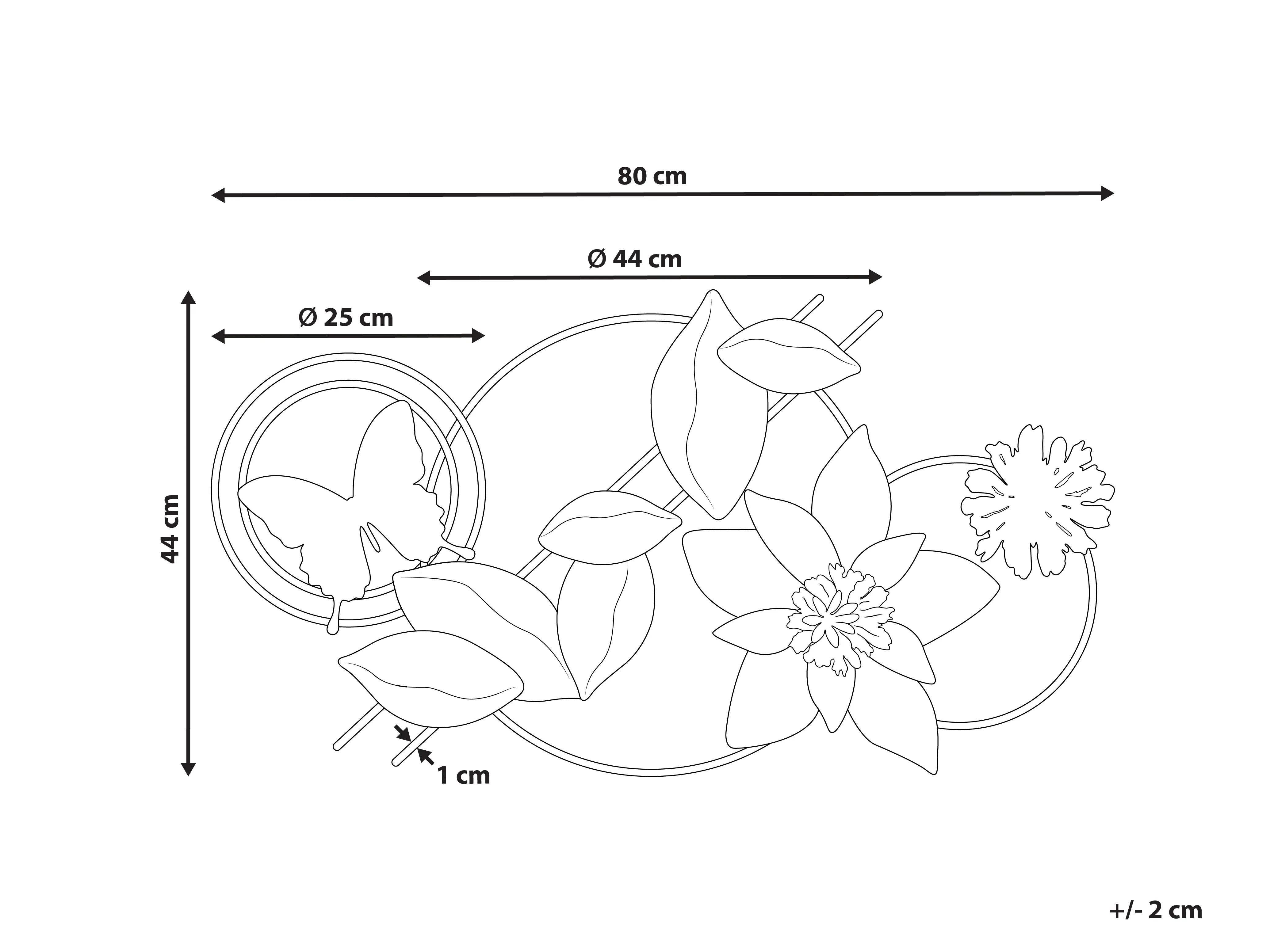 Wanddecoratie Bloem THORIUM Metaal 44 cm Meerkleurig