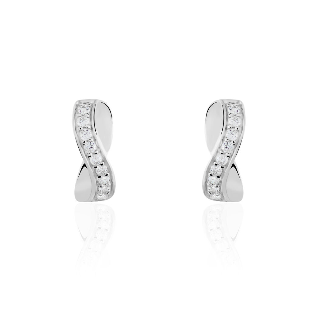 Boucles D'oreilles Puces Izefia Or Blanc Oxyde De Zirconium