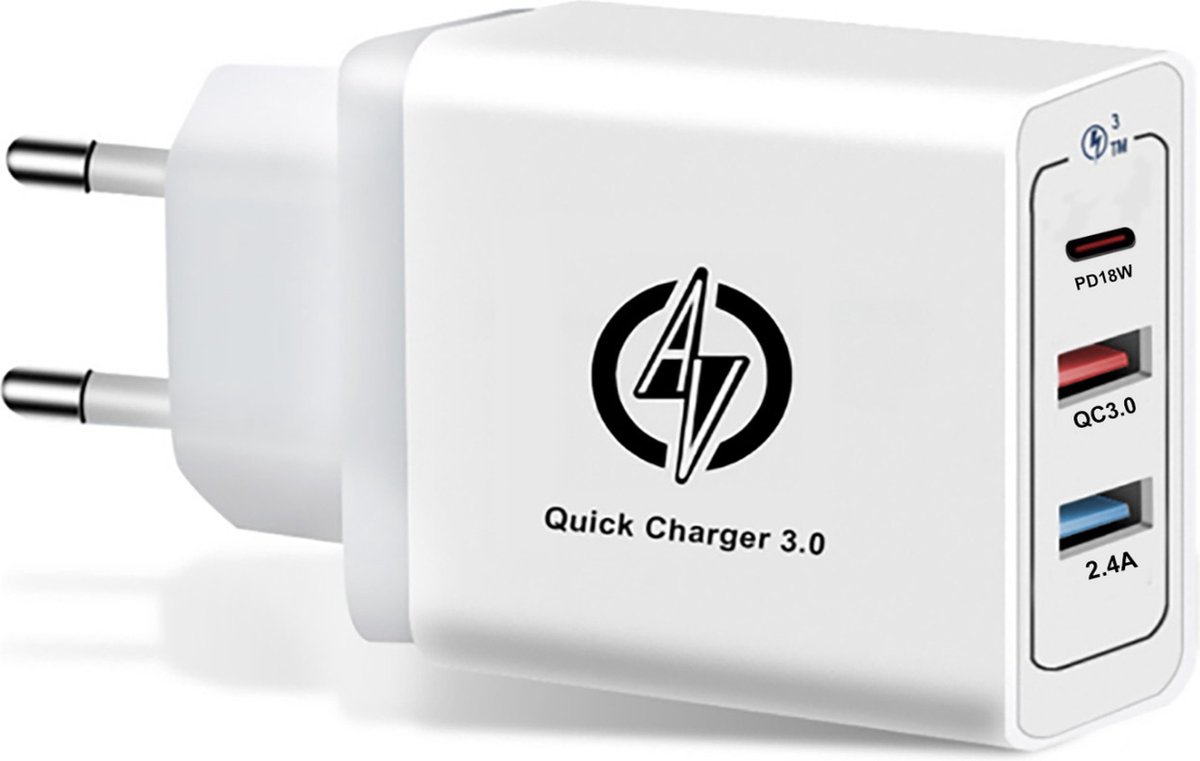 AV Snellader 30W 2 x USB-A 1 x USB-C