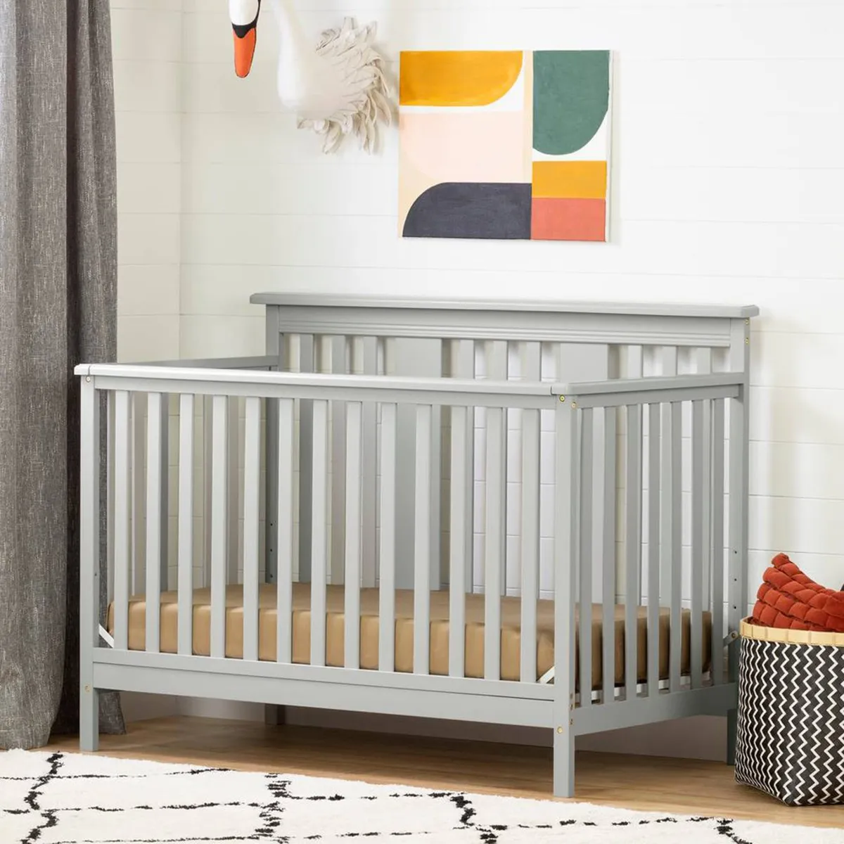 South Shore Cotton Candy Couchette 4 hauteurs avec barrière de transition - Gris Clair
