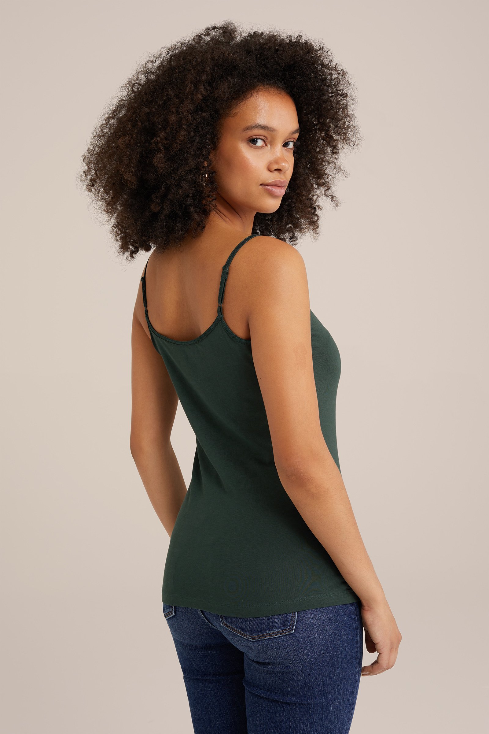 singlet van katoen WE Fashion Donkergroen