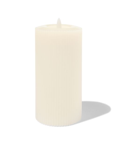 bougie nervurée LED avec cire Ø7.5x15 ivoire