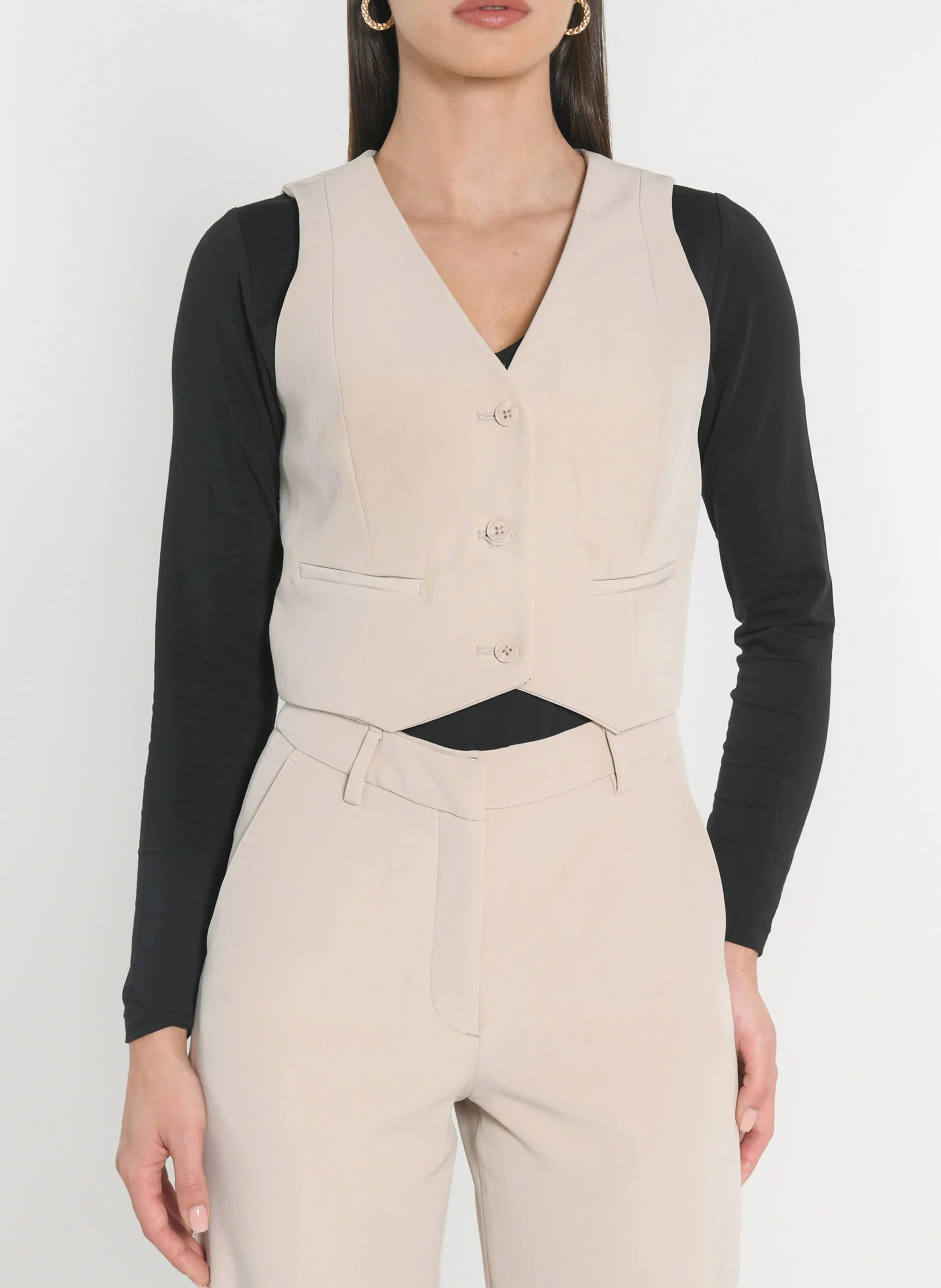 MATHILDA - Gilet de costume boutonné| Vert