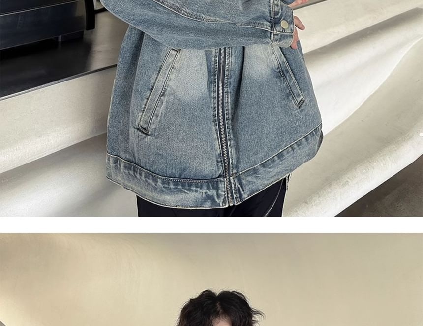 Lorencho - Gewassen denim jack met rits