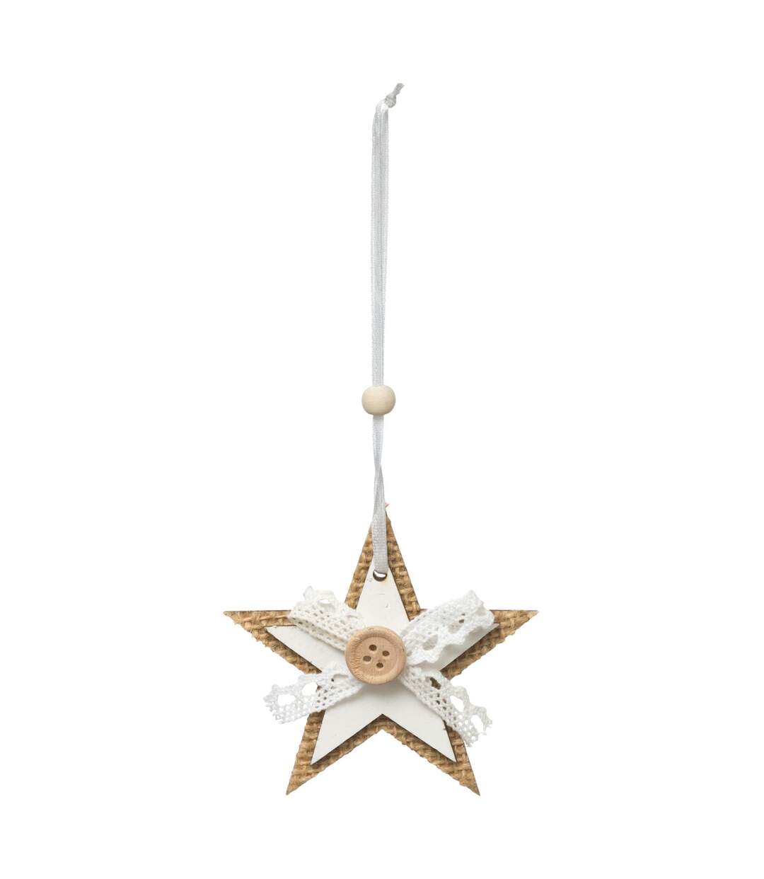3 Décorations sapin de Noël en bois Jeanne - Blanc