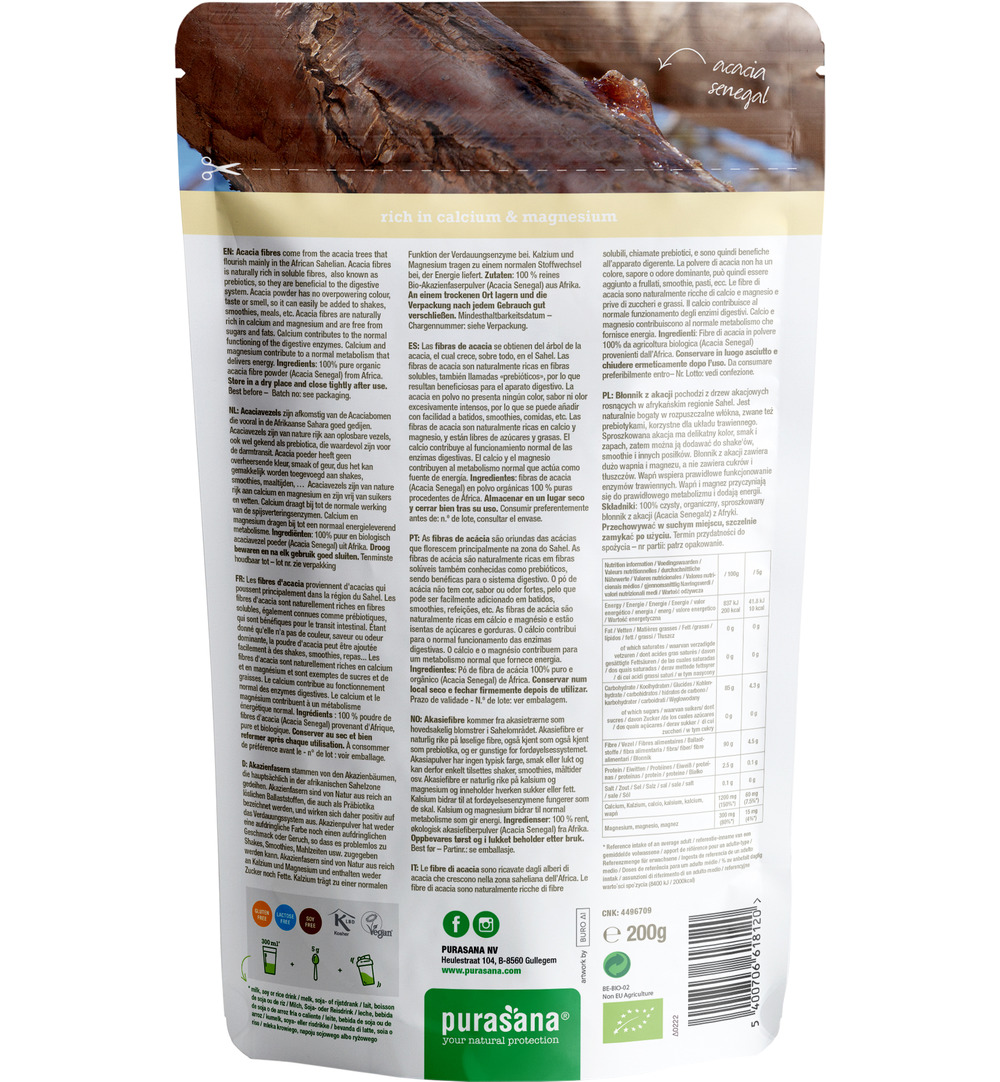 Purasana Acacia Fiber – Vegan Bio (200 gr)