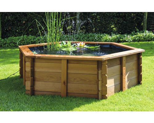 Verhoogde vijver, minivijver dobar Hexagon 330 l 149 x 128,5 x 40 cm bruin