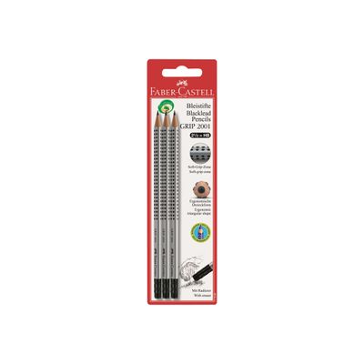 Faber-Castell Grip 2001 - Blister de 3 crayons à papier bout gomme - HB