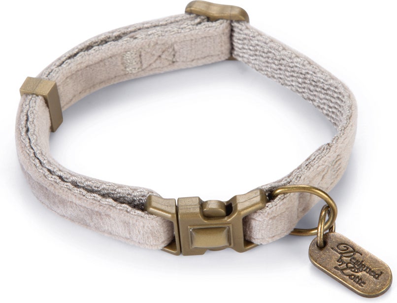 Designed by Lotte kattenhalsband Velura grijs 20-30 x 1 cm