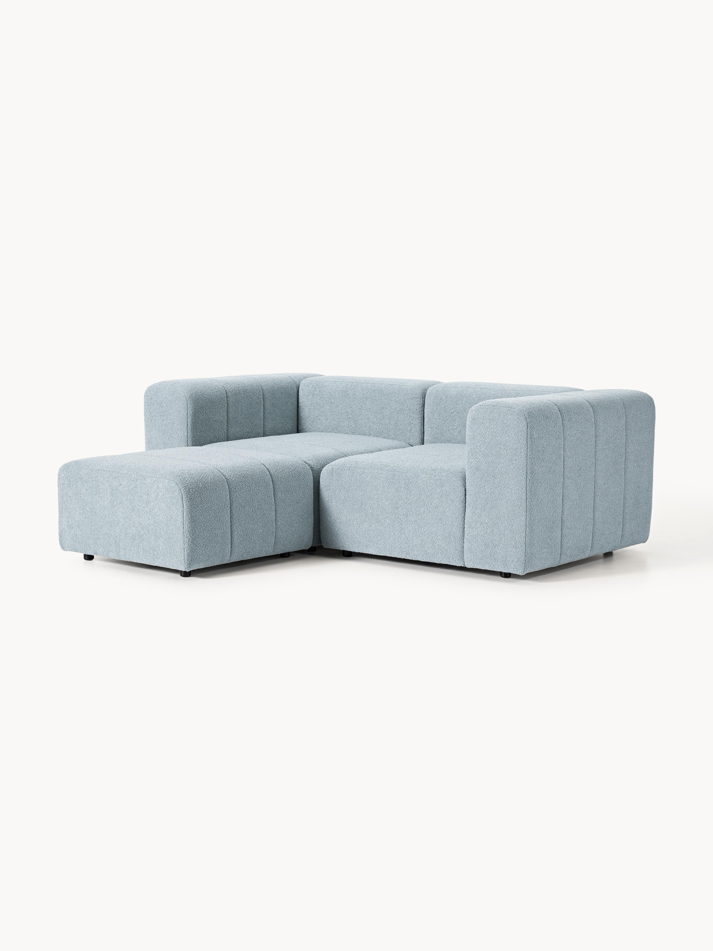 Modulaire bouclé bank Lena (3-zits) met poef (links/rechts)