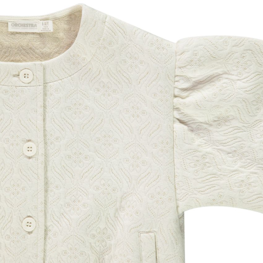 Gilet en molleton quilté et manches ballon pour fille - Ecru