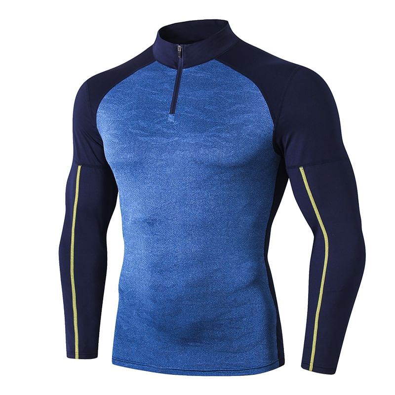 FoxFlair - Sporttop met lange mouwen, korte rits en mock neck, snel drogend