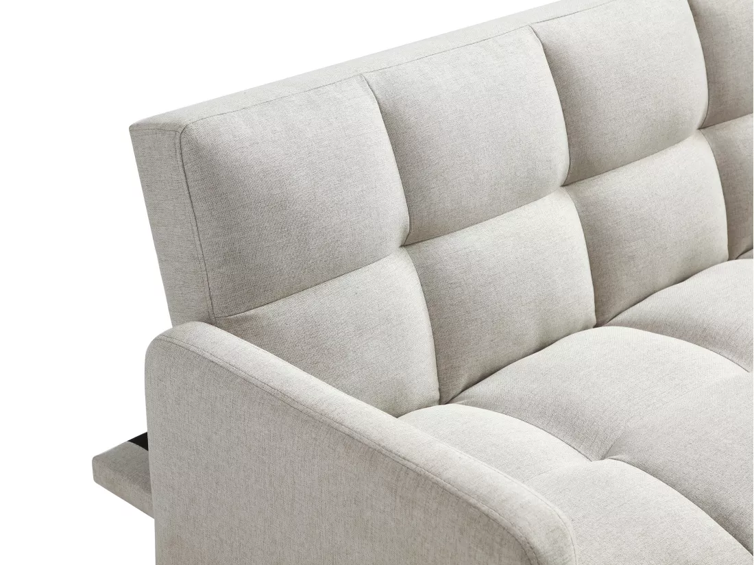 Canapé 3 places convertible en tissu beige ROREMA