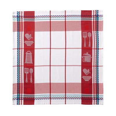 Torchons en coton jacquard motif ustensiles de cuisine - lot de 3 ou 6