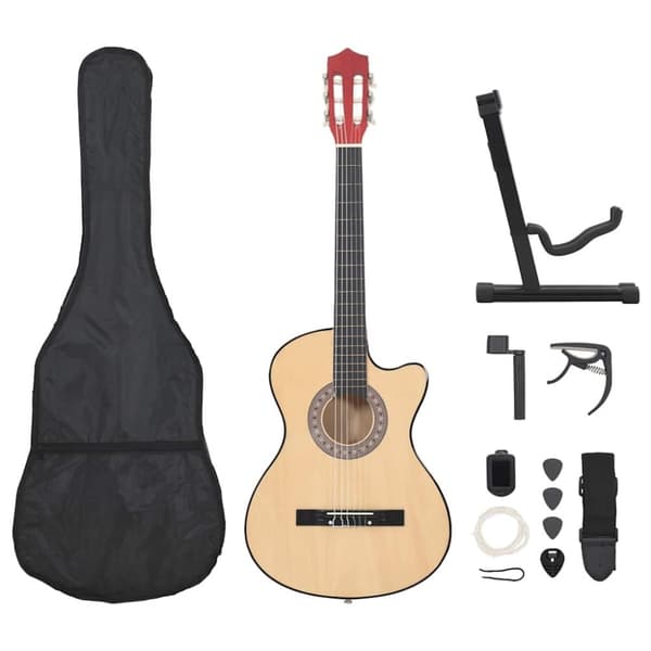 vidaXL Western akustisk cutaway gitarsett 12 deler med 6 strenger 38
