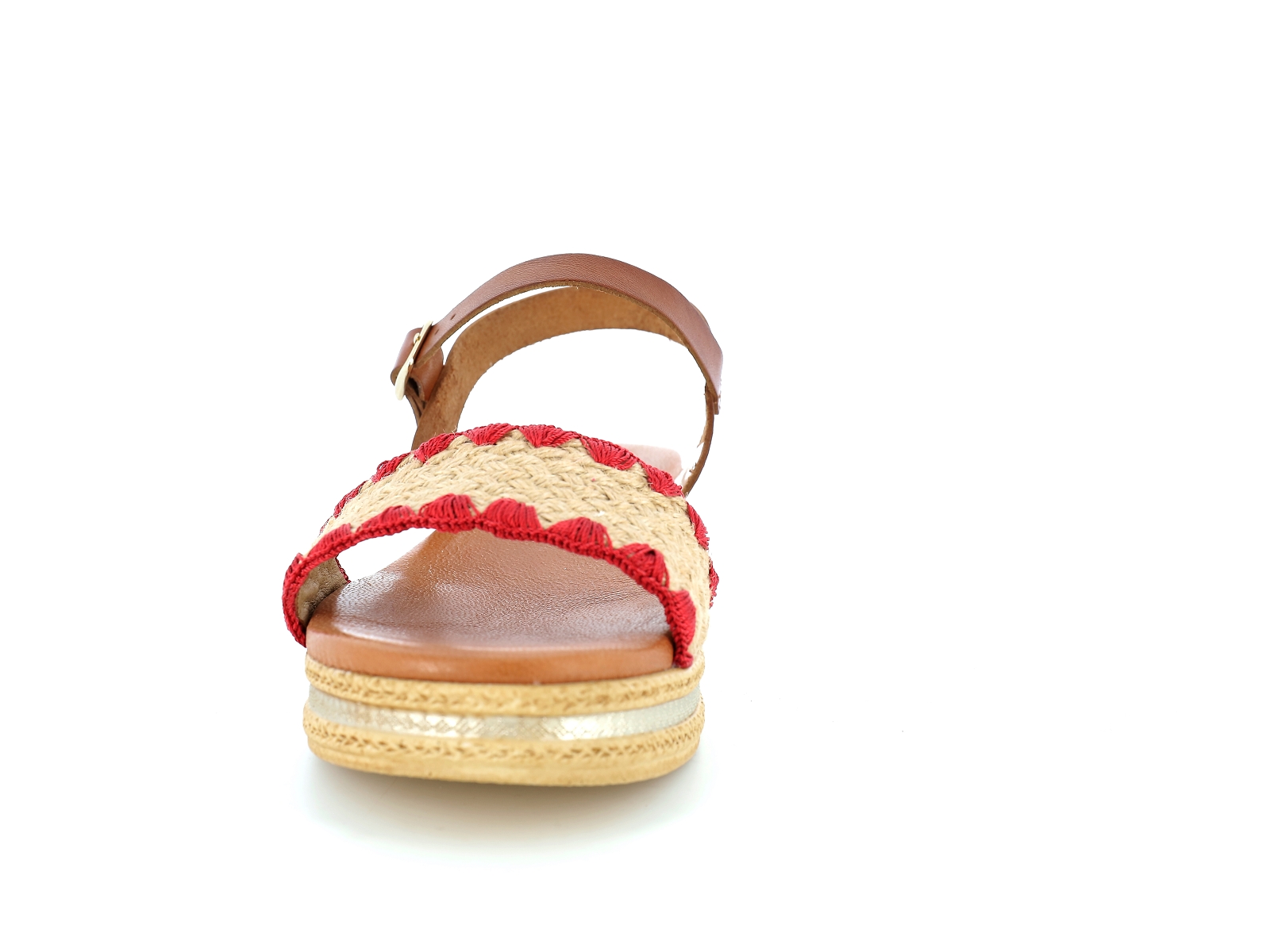 Chaussures du chateau-14386 Matières combinées Rouge Beige