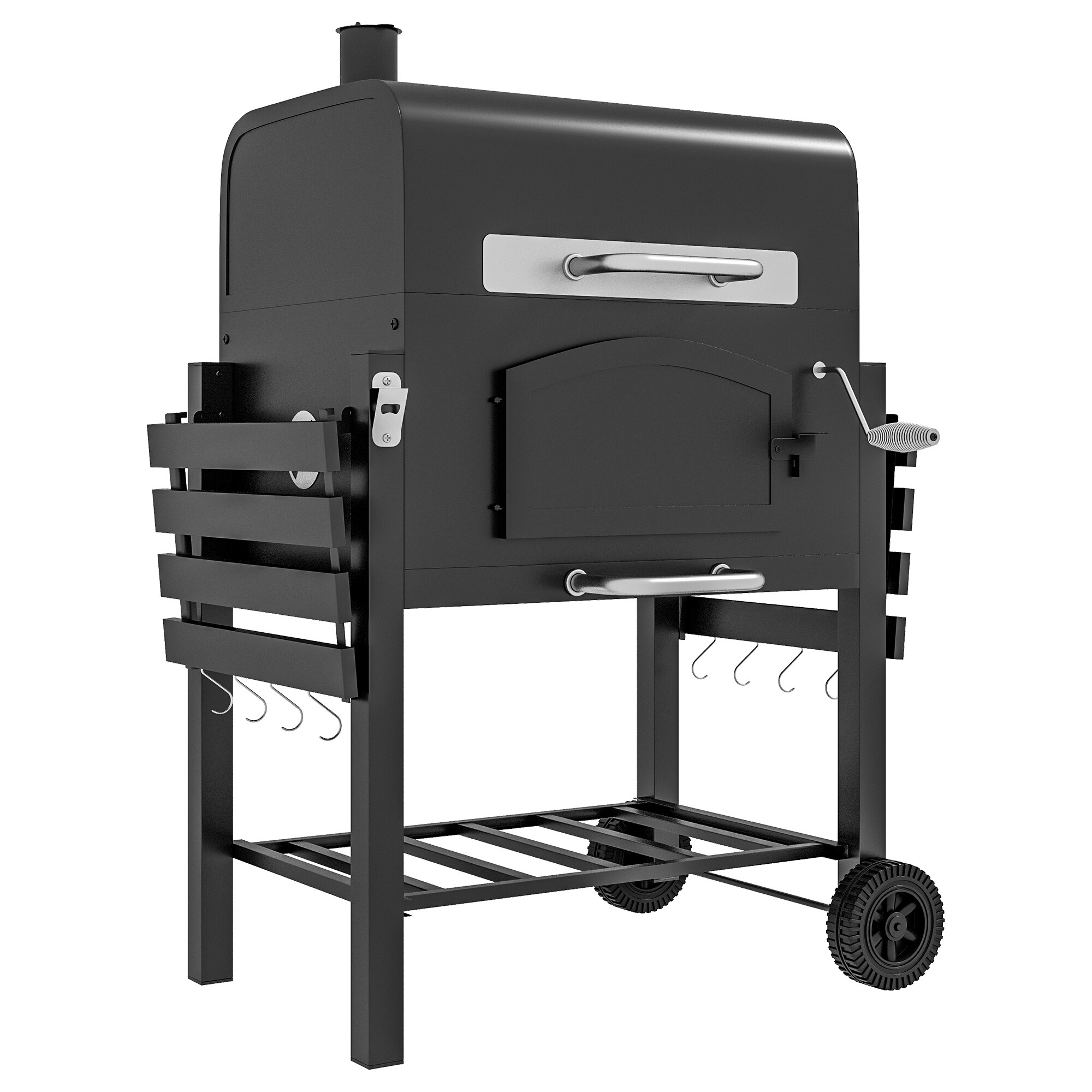 Outsunny Holzkohlegrill mit Thermometer schwarz 124L x 66B x 112H cm