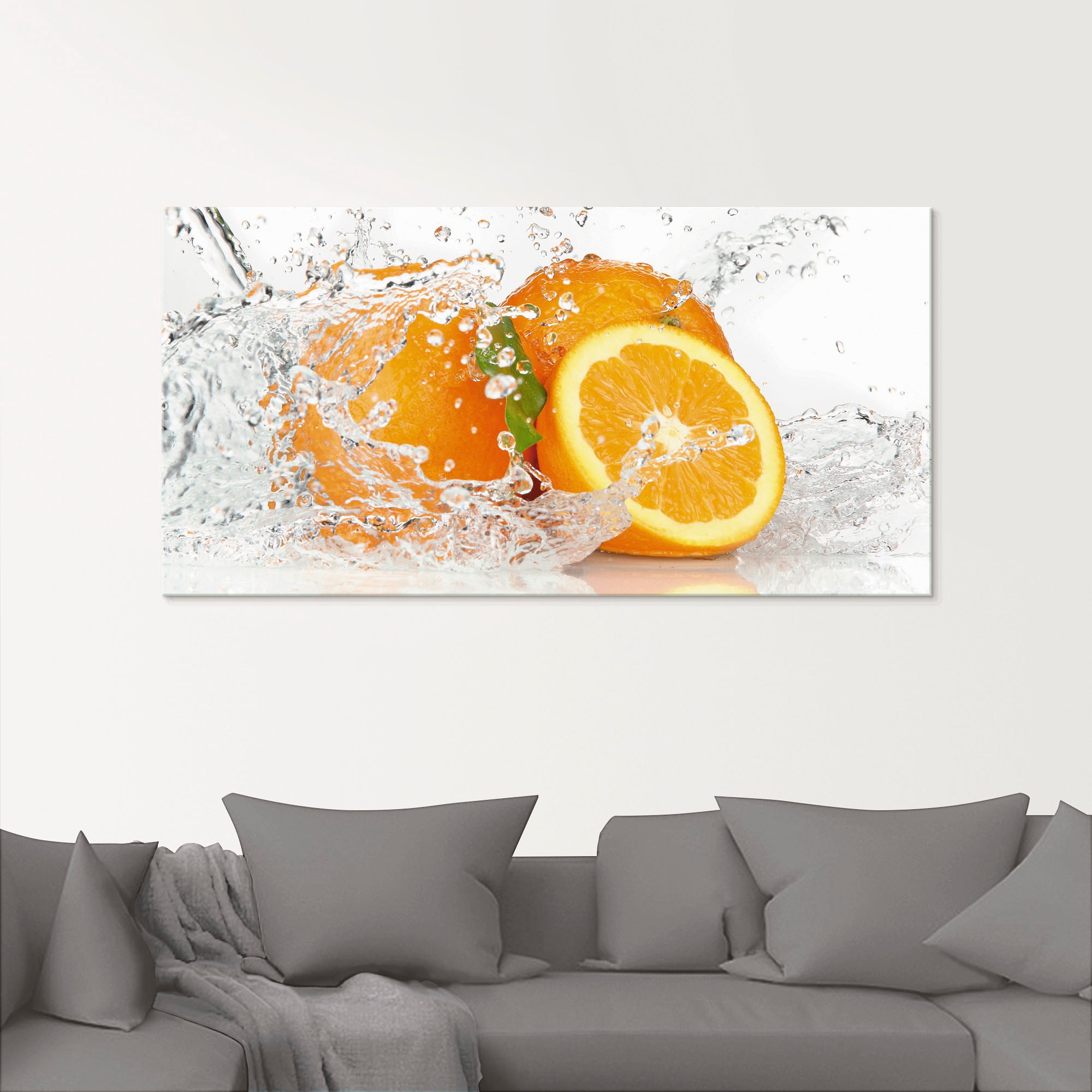 Artland Glasbild »Orange mit Spritzwasser« Süssspeisen 1 Stk. tlg. in verschiedenen Grössen