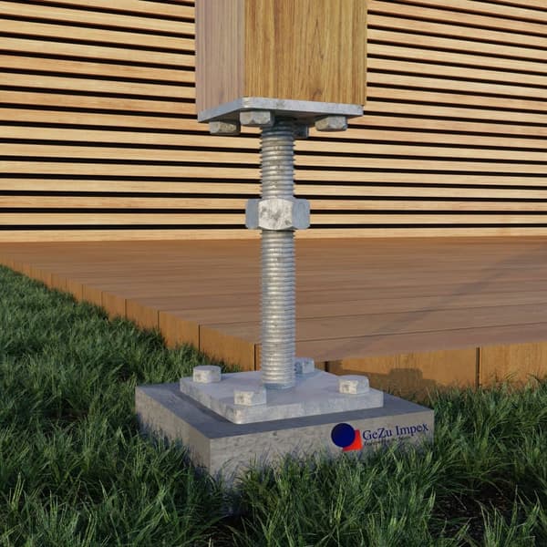 Søylesko justerbar med plate, løs mutter M24x250 varmgalvanisert, 8 stk