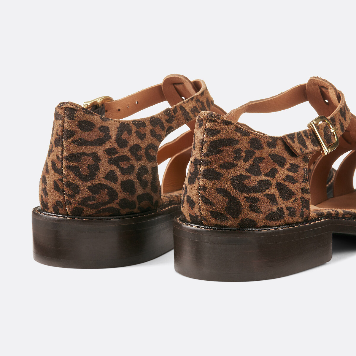 COLEÇÃO LA REDOUTE<br>Sandálias de couro com estampa de leopardo Signature SOLENN