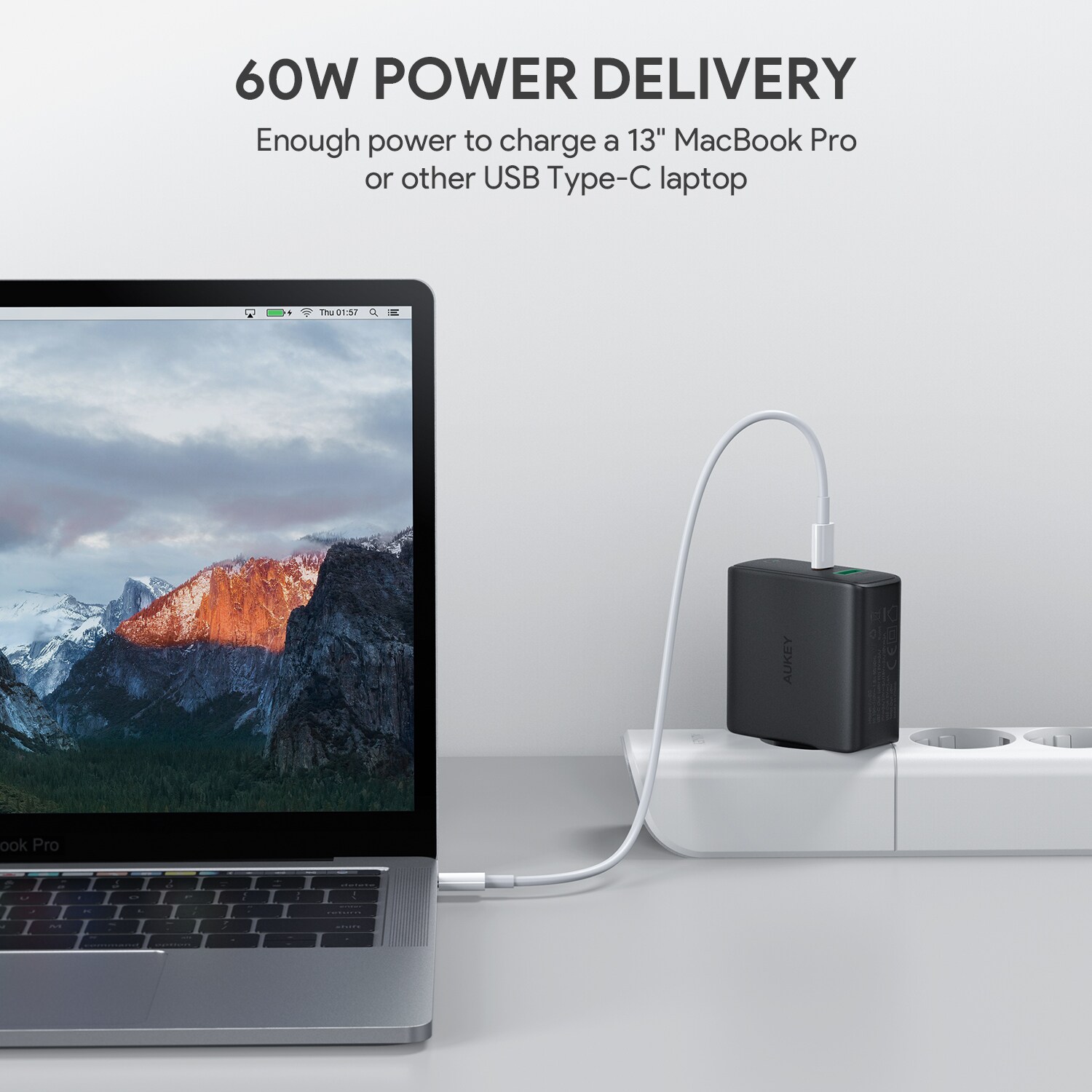 AUKEY USB-C Ladegerät mit Dynamic Detect & GaNFast Tech, USB-Ladegerät mit 60W
