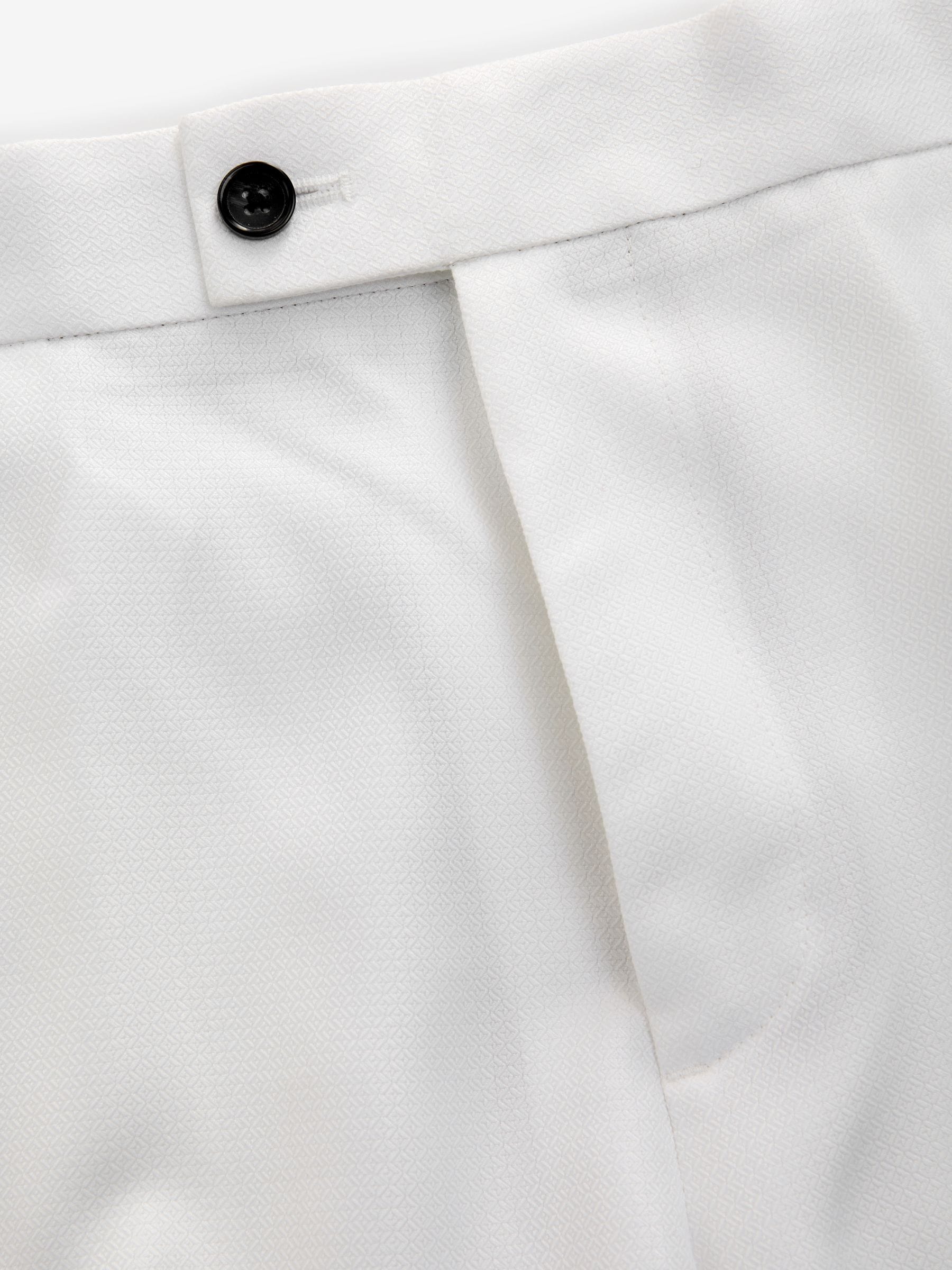 Wit - Normale Pasvorm - Adjustable Tape Detail Tuxedo Trousers