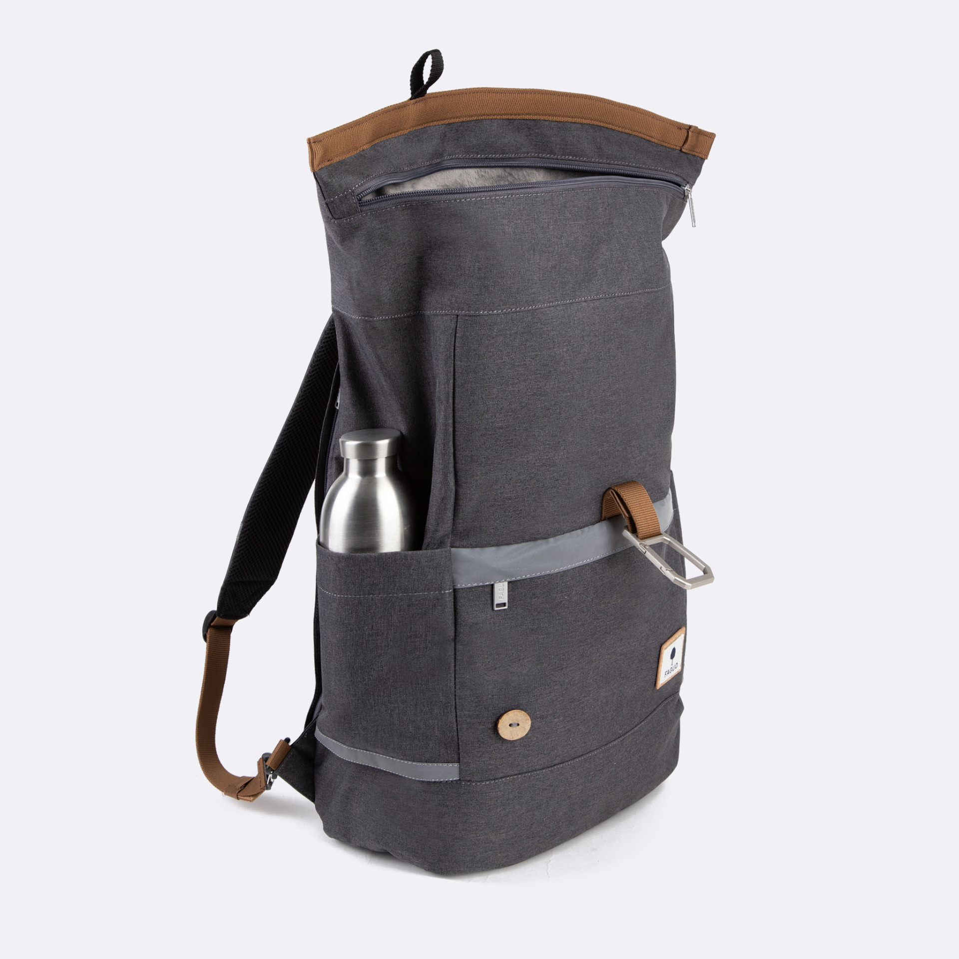 Sac à dos gris végan en polyester recyclé - modèle Cycling medium