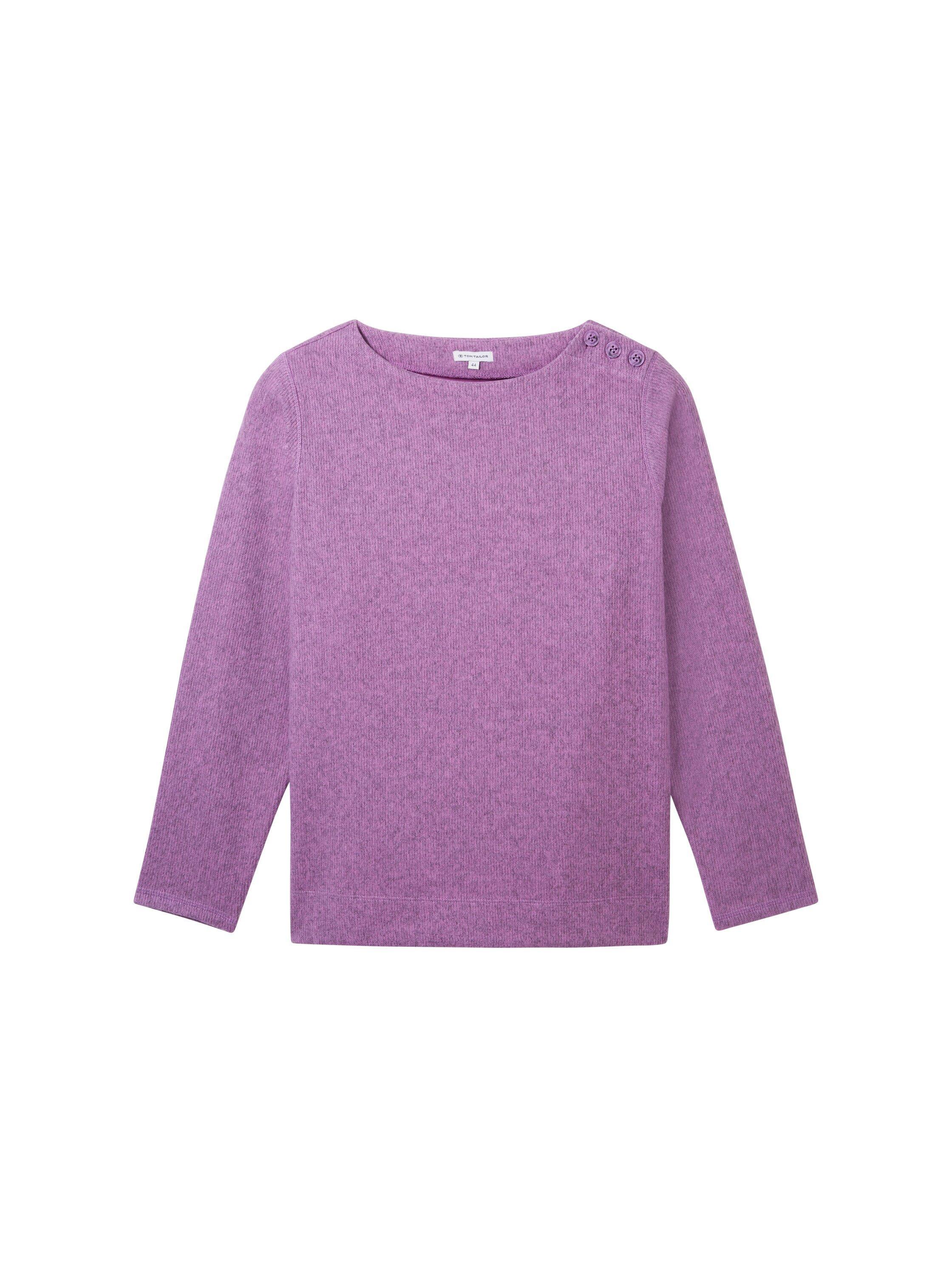 Sweatshirt mit Zierknöpfen am Rundhalsausschnitt