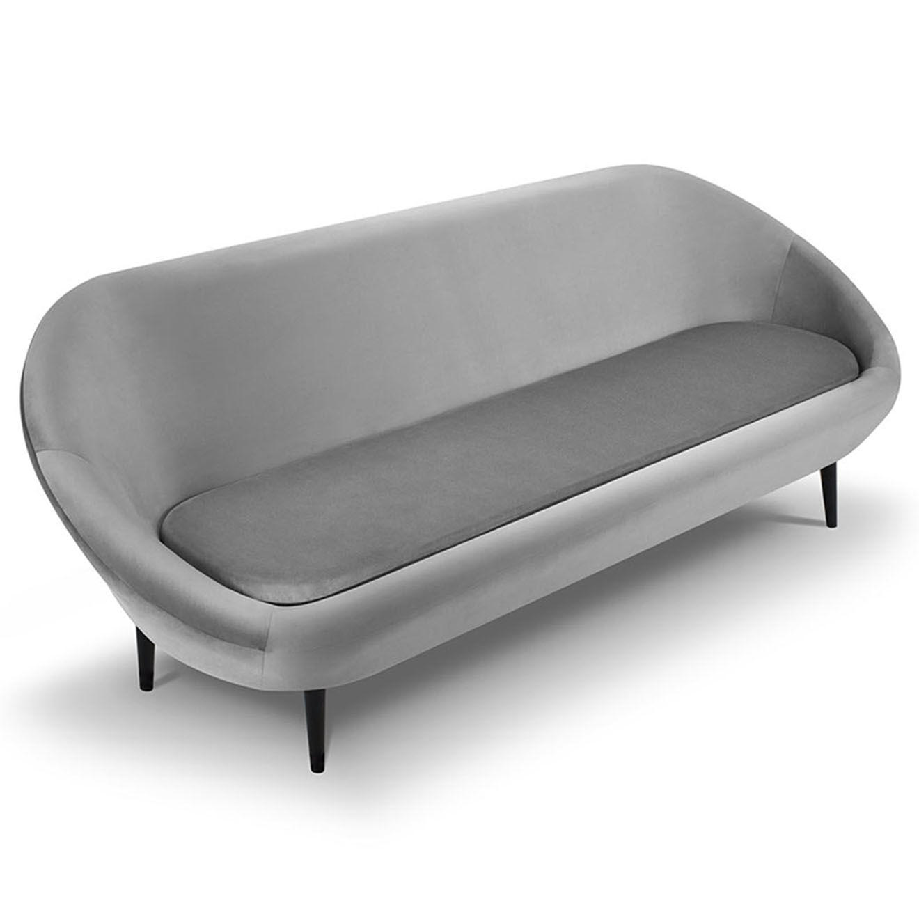 Mazzini Sofas Canapé velours petale 3 places gris clair - 222x90x92 cm