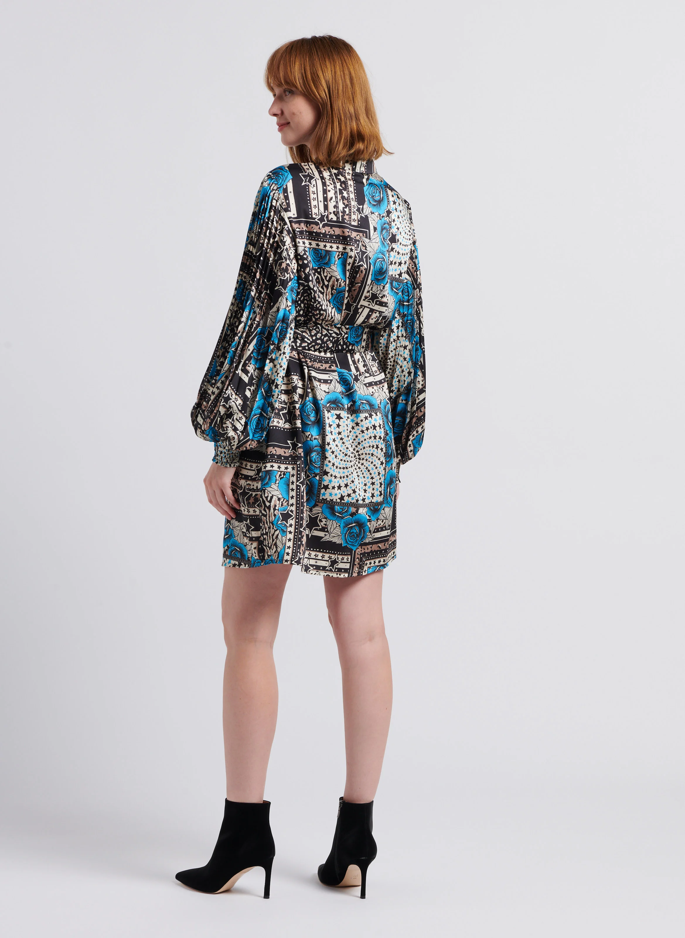 Robe chemise droite à imprimé | Bleu
