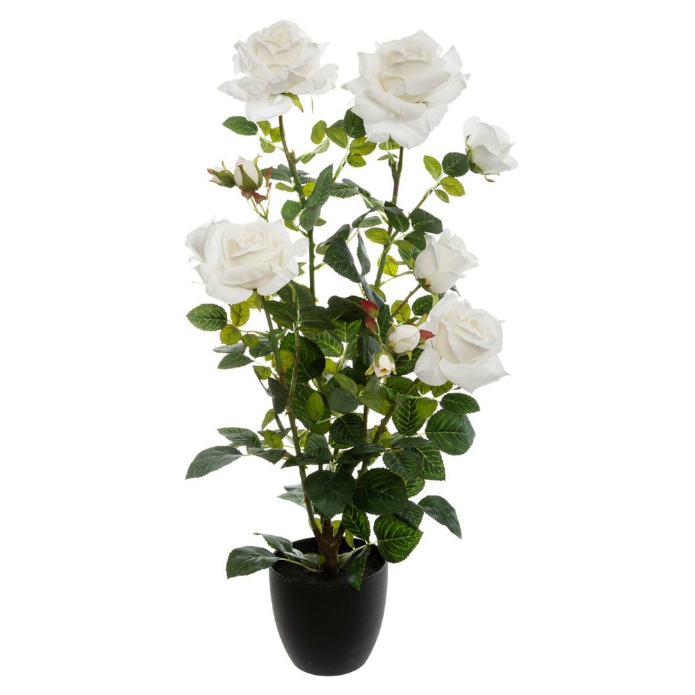 Plante artificielle rosier velours dans un pot h 74 cm