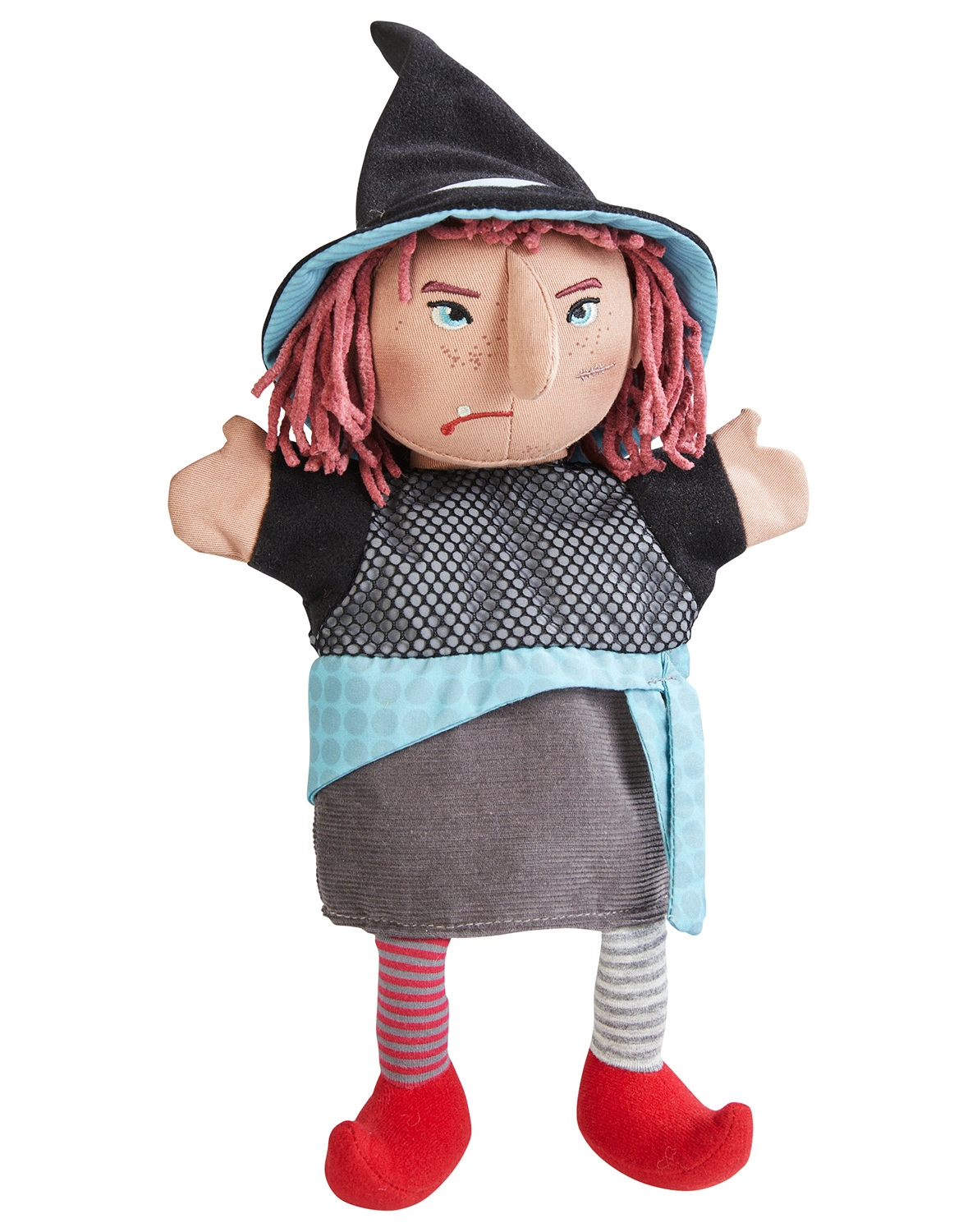 Handpuppe HEXE HELLA in grau/braun
