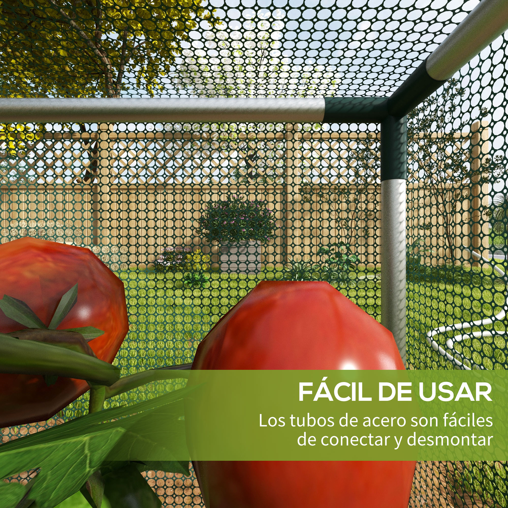 Gaiola de cultivo Outsunny, gaiola protetora com suportes de aço, porta com zíper para proteger plantas e flores em pátios, jardins e terraços, 125x125x62,5 cm, verde.