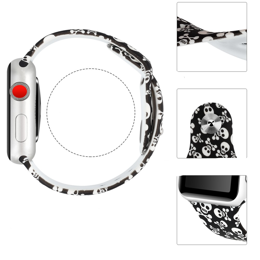 Apple Watch (42/41/40/38 mm) Silikon Sport Armband (Gelenkumfang 157 - 197mm) - Totenköpfe
