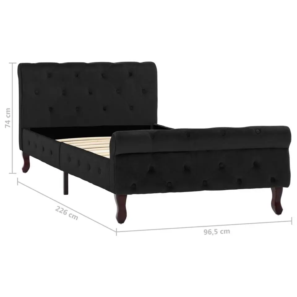 vidaXL - Bed frame met hoofdbord - Zwart - Fluweel - 90x200 cm