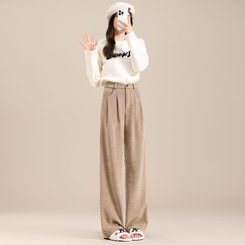evanesce - Corduroy High Rise Rib Wide Leg Broek