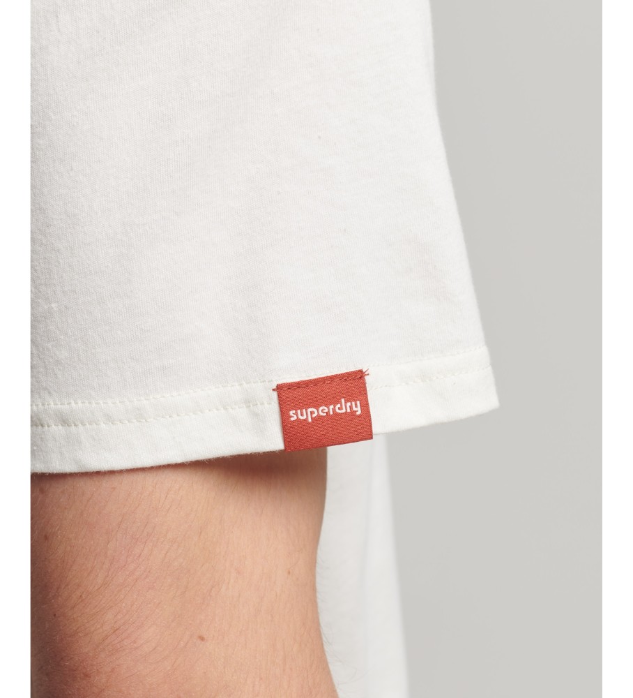 Camiseta Superdry Floral Logo com Logo Vintage Off-White