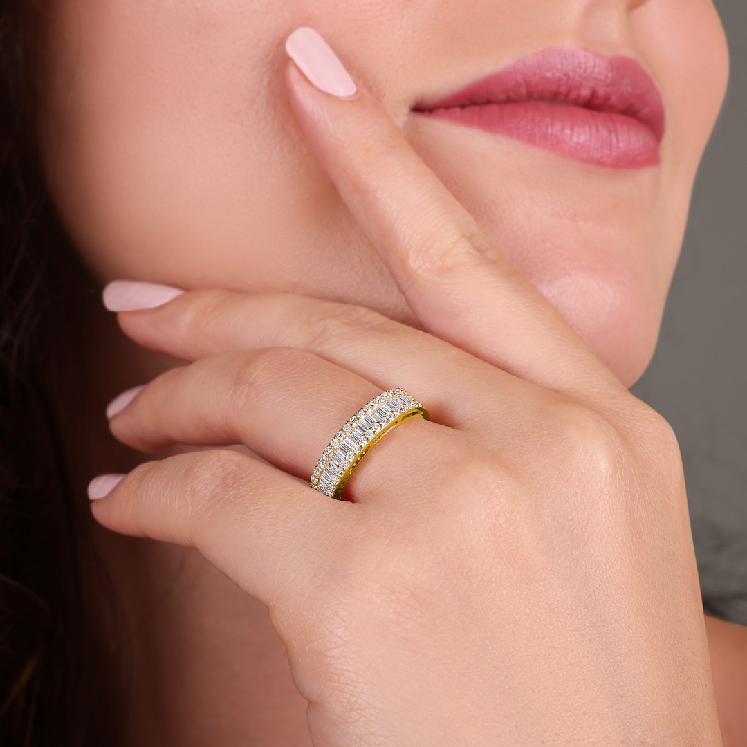 0.47 Karat Baguette & Diamantring 750/18 K Gelbgold