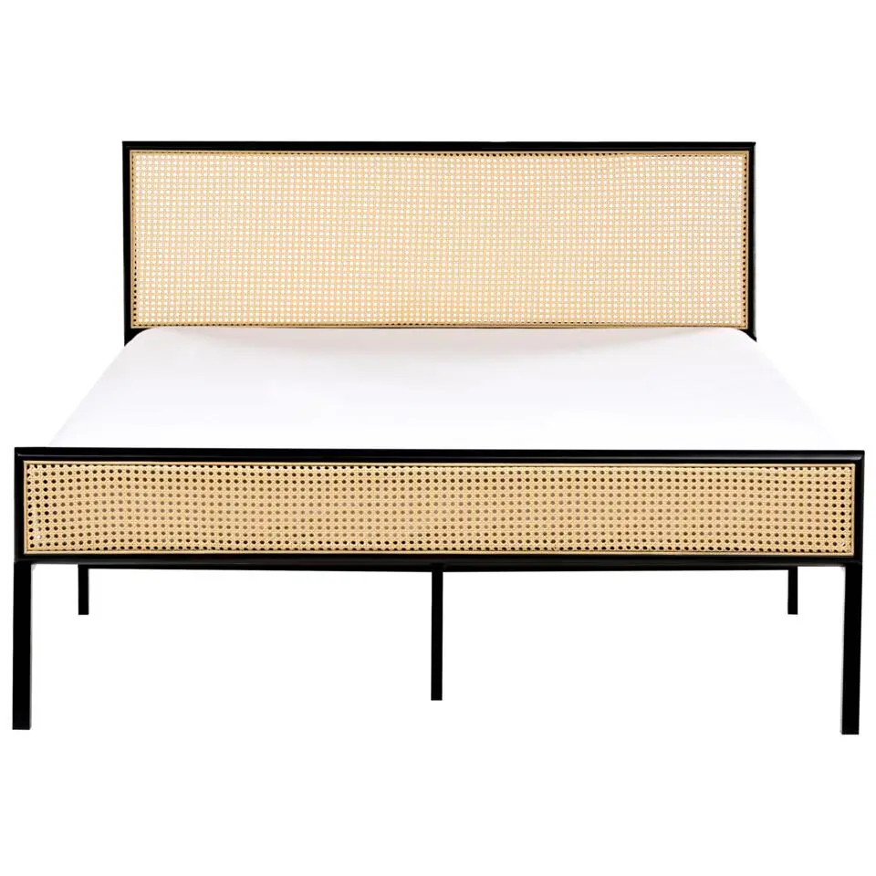 AVANTON - Tweepersoonsbed - Zwart - 140 x 200 cm - PE rotan
