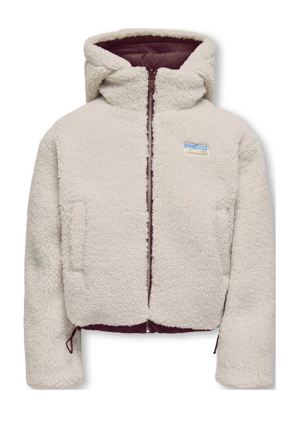 KIDS ONLY GIRL reversible gewatteerde winterjas donkerrood/ecru
