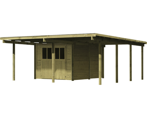 Dubbele carport Karibu Eco 2 met geïntegreerde berging 5,3 m² 527 x 576 cm drukgeïmpregneerd