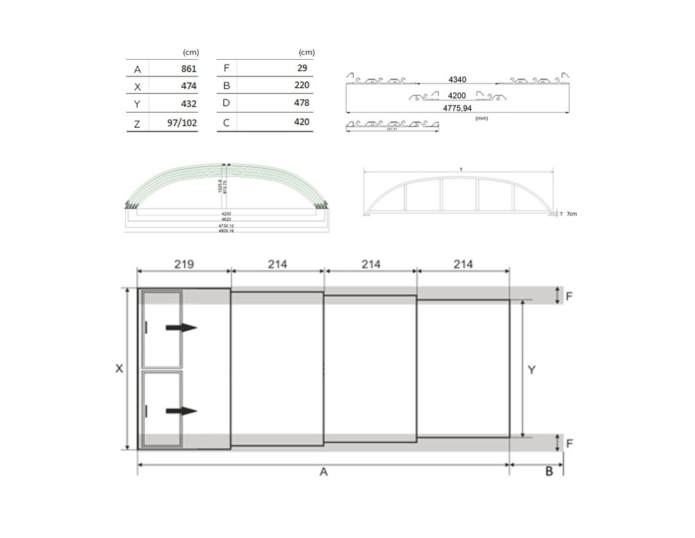 Abri de piscine horizon - 8,61x4,20 m - polycarbonate alvéolaire 8 mm - couleur ral7016 graphite