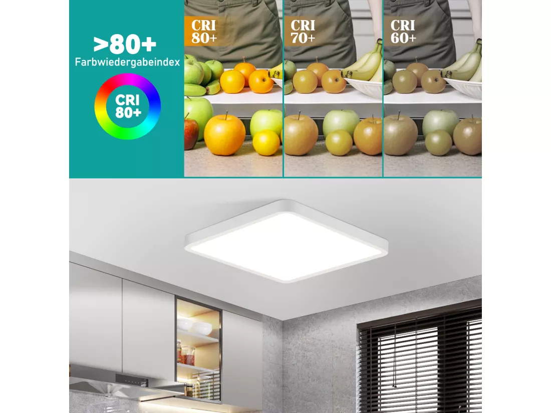 NETTLIFE Plafonnier LED plat 23CM 6500K 18W carré chambre blanc LED intégré en permanence