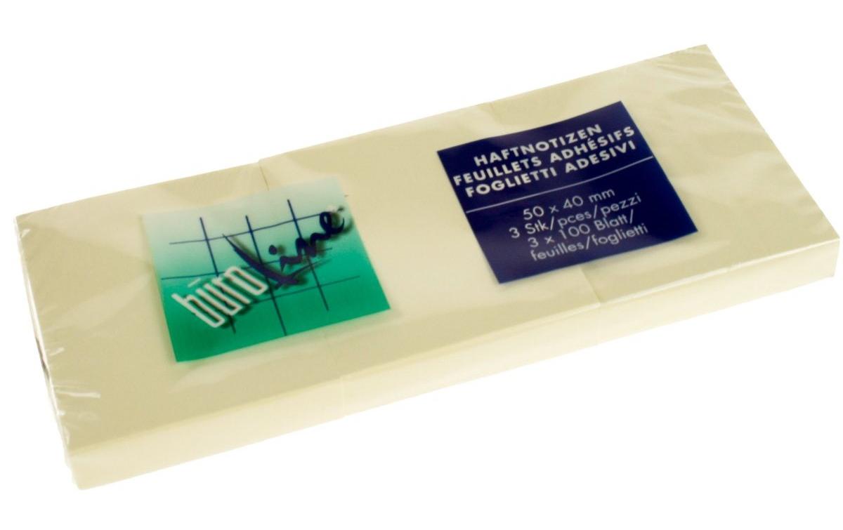 Notizzettel 5 x 4 cm, 3 Blöcke à 100 Blatt, GelbSelbstklebende Haftnotizen
