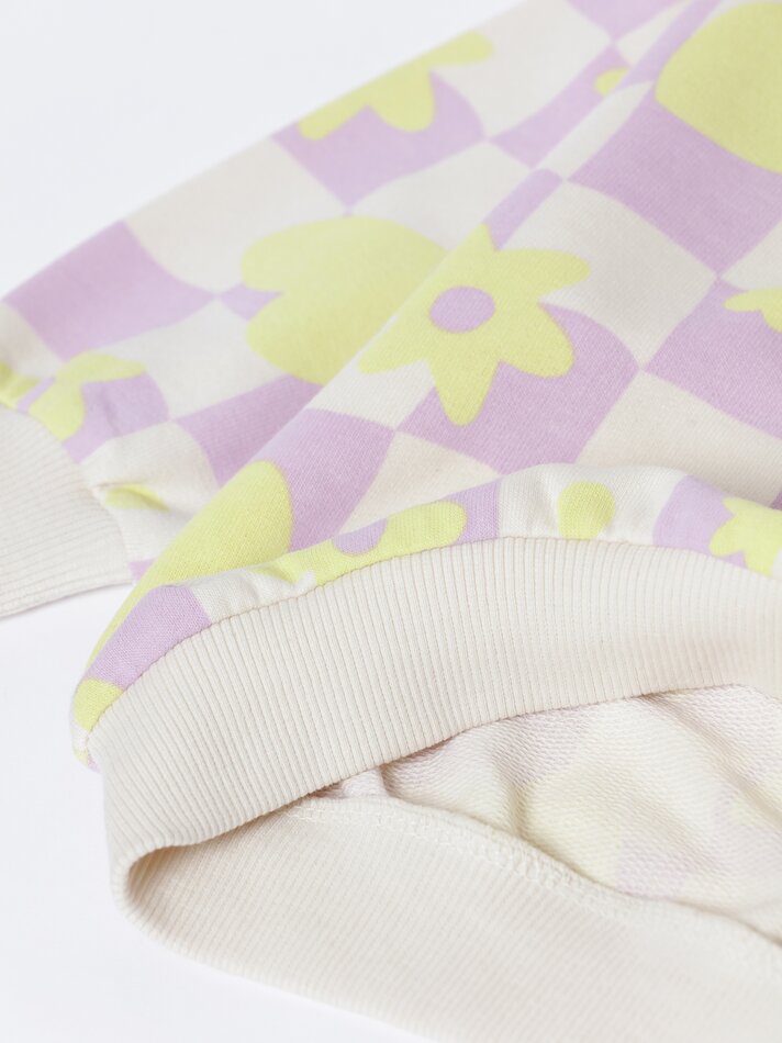 Conjunto com 2 moletons, um liso e um estampado - Cor Natural