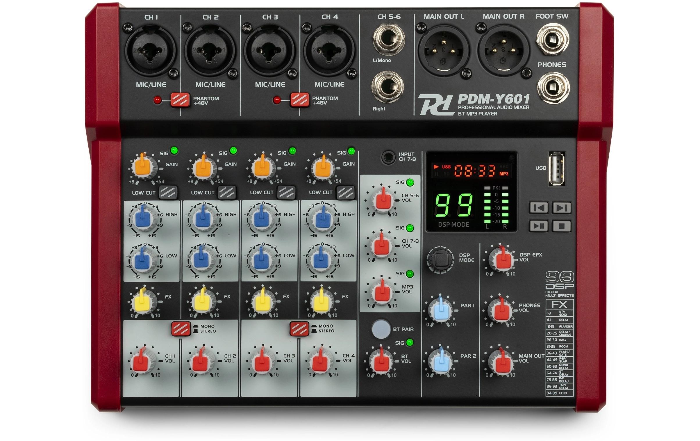 Mischpult PDM-Y601Kompaktes 6-Kanal-Mischpult mit 24-Bit DSP