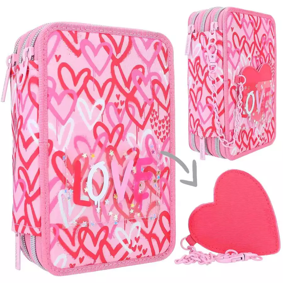 Depesche 3-Fach Federtasche mit Stifte TOPModel 20 x 13 cm pink