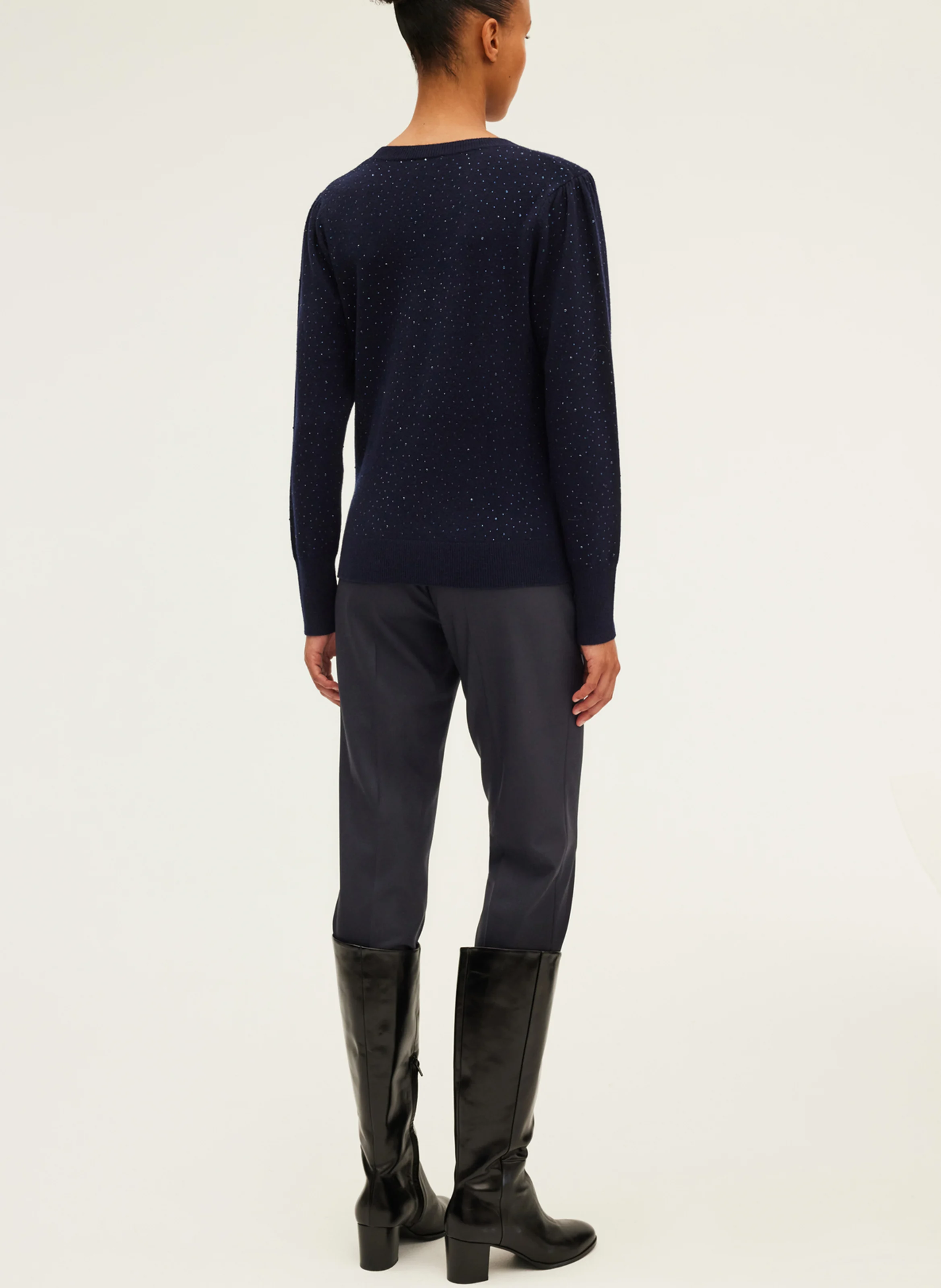 JIVAN - Pull droit col rond en laine | Bleu