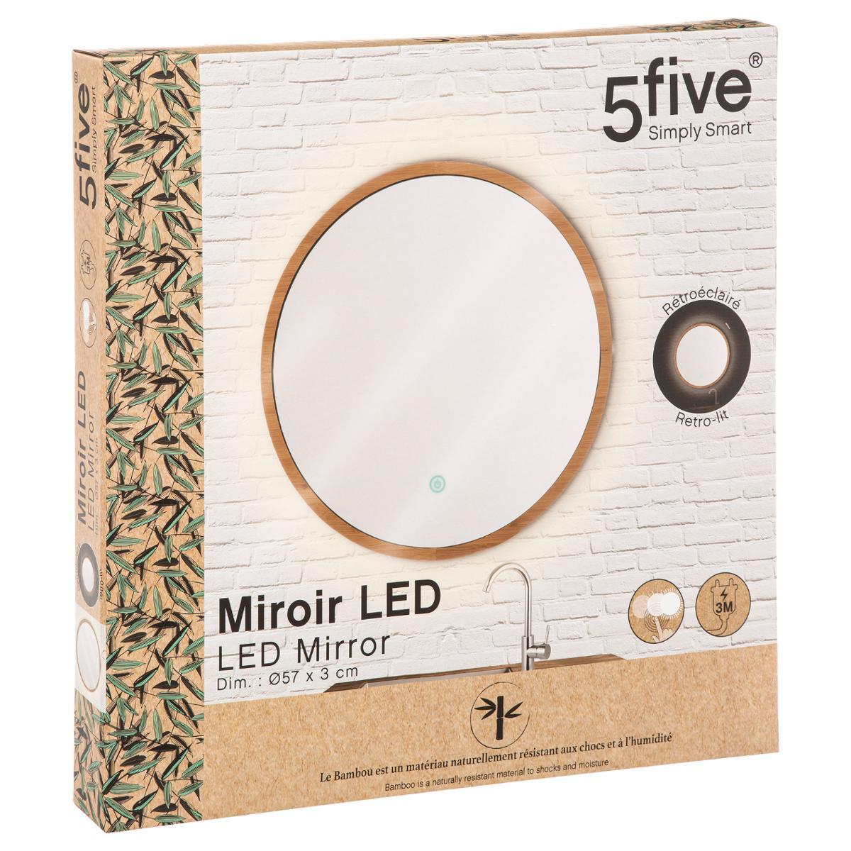 MIROIR MURAL LED ROND BAMBOU D.57CM